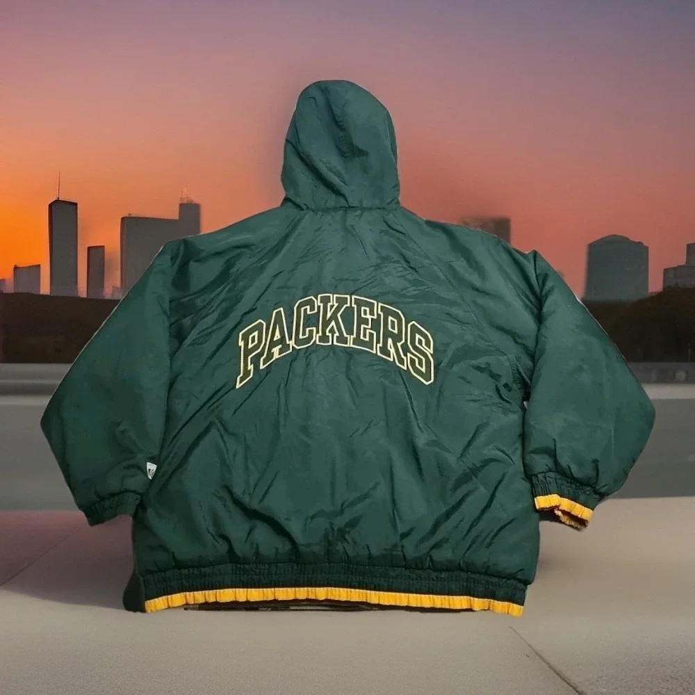 Vintage Green Bay Packers NFL Gameday Logo 7 Jacket (1990s) Hooded Men's XL Rare